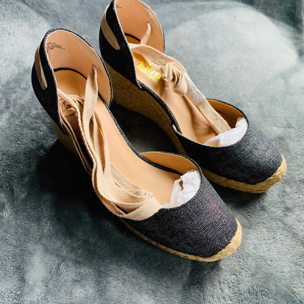 twiggy LONDON Tie-Up Canvas Wedge Espadrille